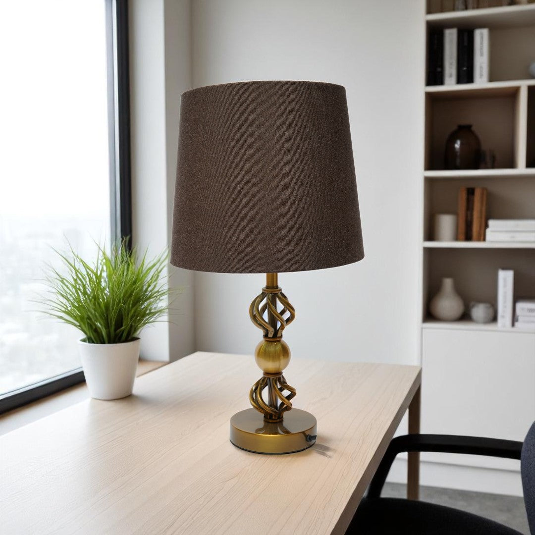 Devon Contemporary Brass Disc Table Lamp