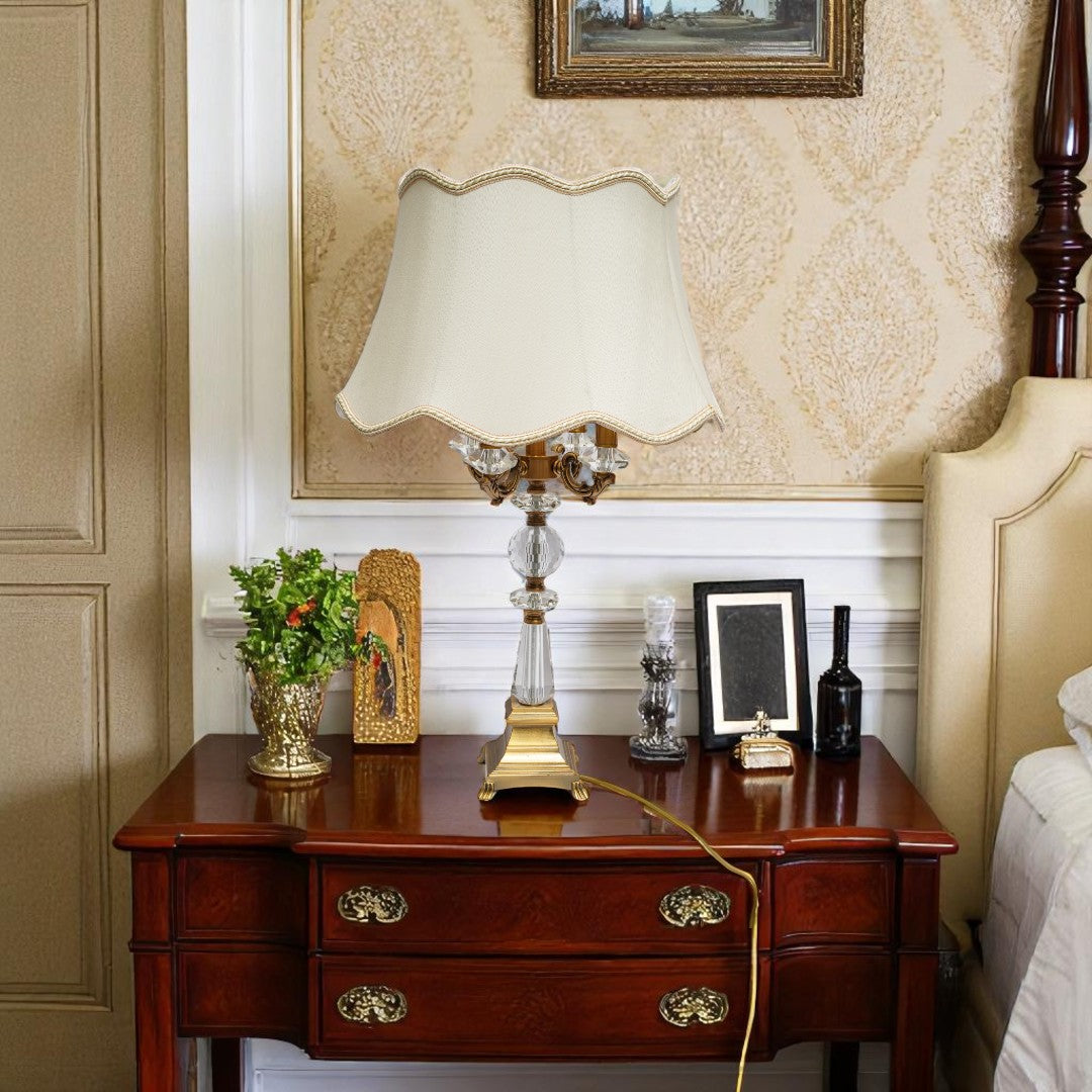 Victoria Brass & Crystal Side Table Lamp