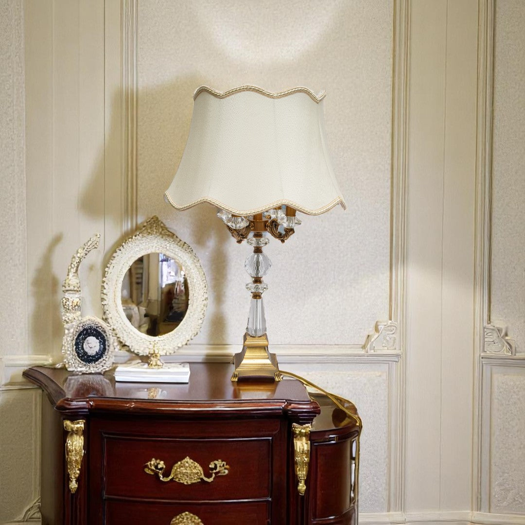 Victoria Brass & Crystal Side Table Lamp