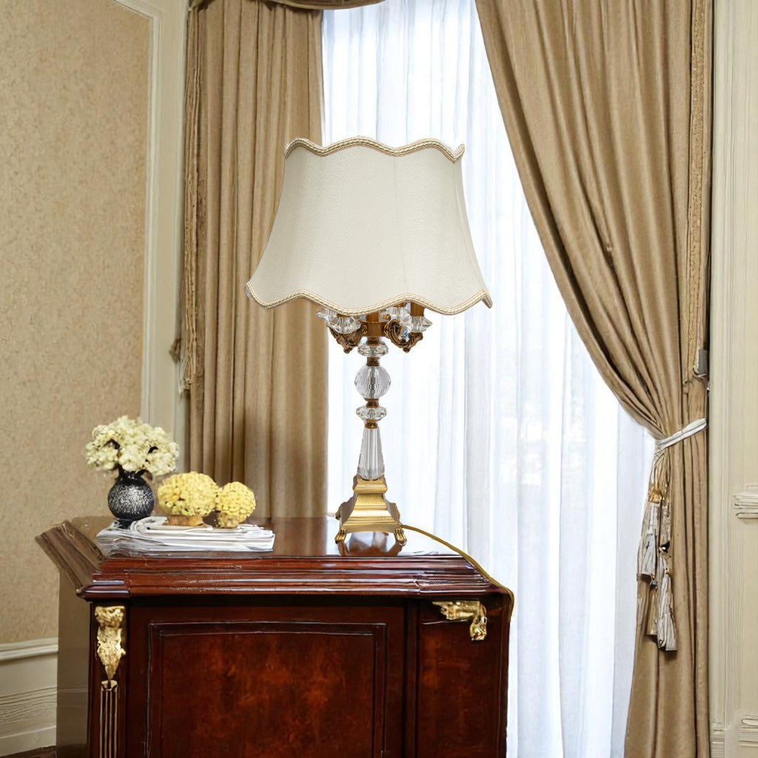 Victoria Brass & Crystal Side Table Lamp