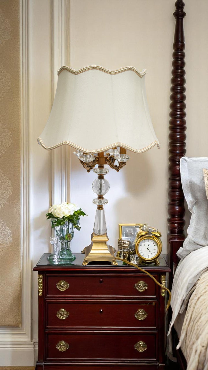 Victoria Brass & Crystal Side Table Lamp