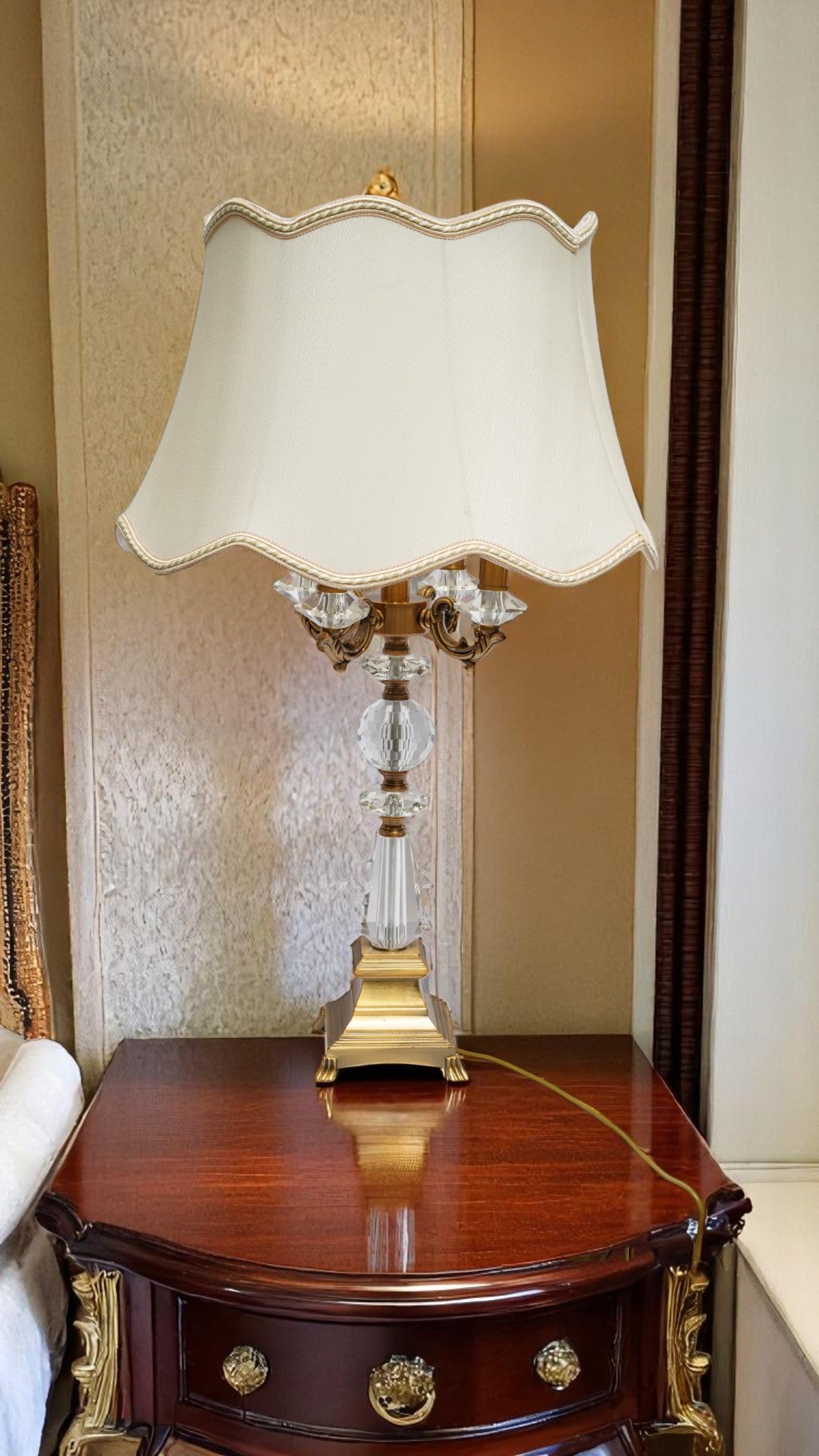 Victoria Brass & Crystal Side Table Lamp