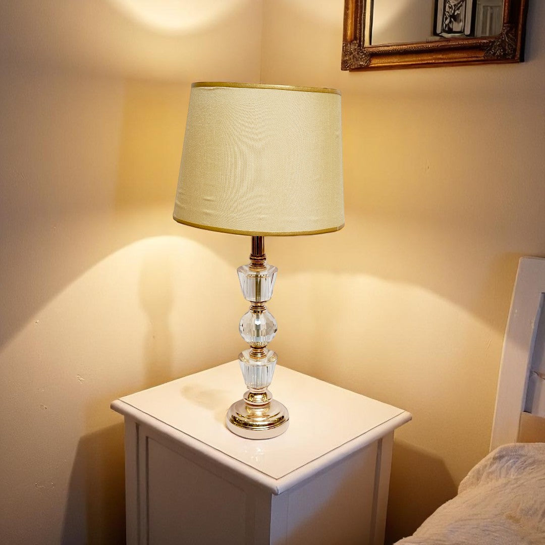 Serin Slimline Brass Crystal Side Table Lamp
