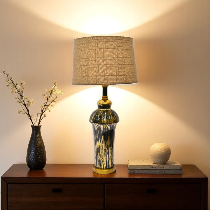 Eira Black Glaze Table Lamp