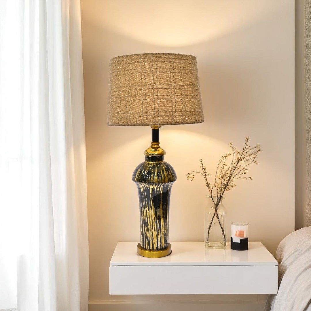 Eira Black Glaze Table Lamp