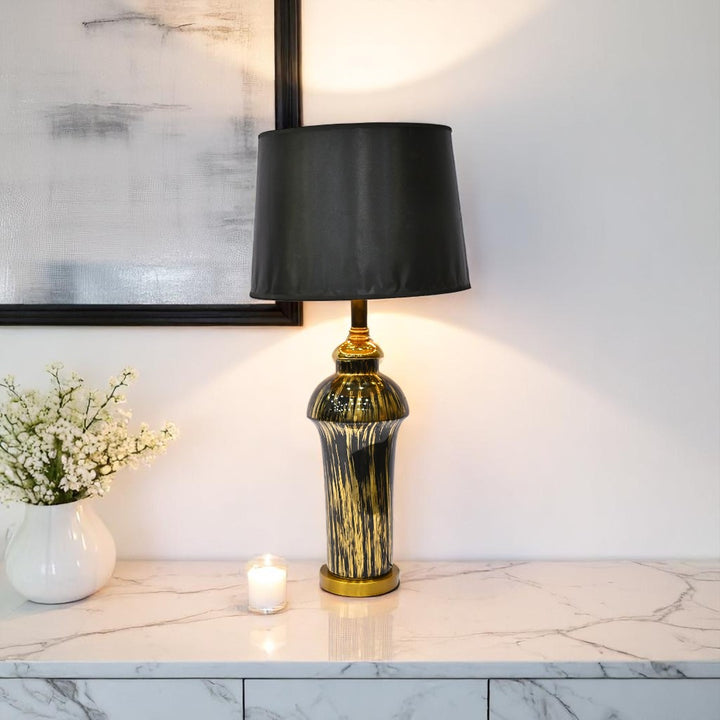 Eira Black Glaze Table Lamp