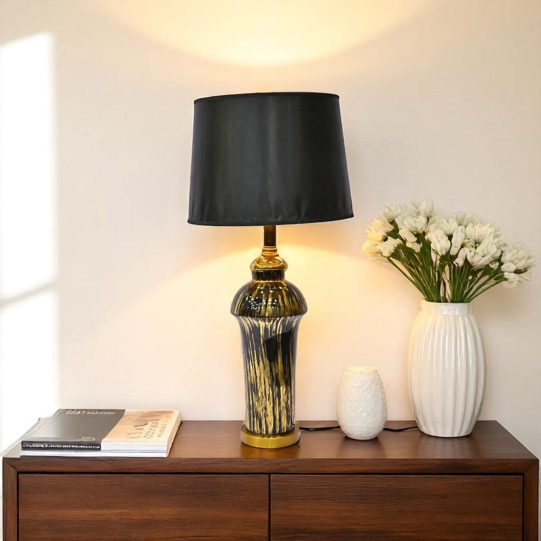 Eira Black Glaze Table Lamp