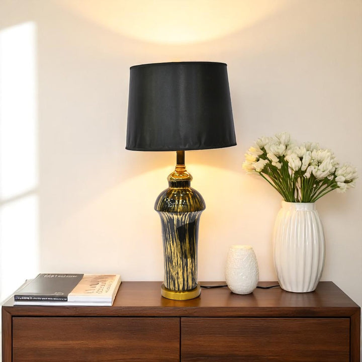 Eira Black Glaze Table Lamp