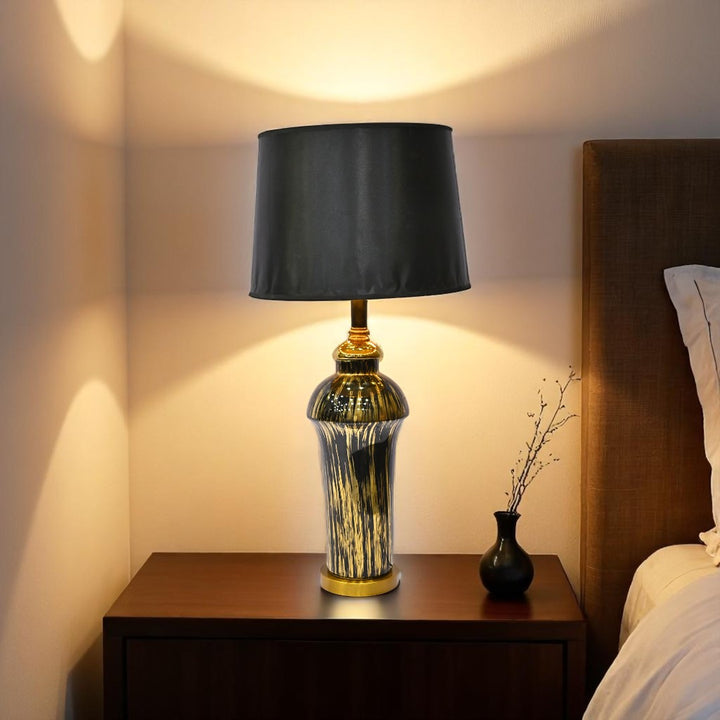 Eira Black Glaze Table Lamp