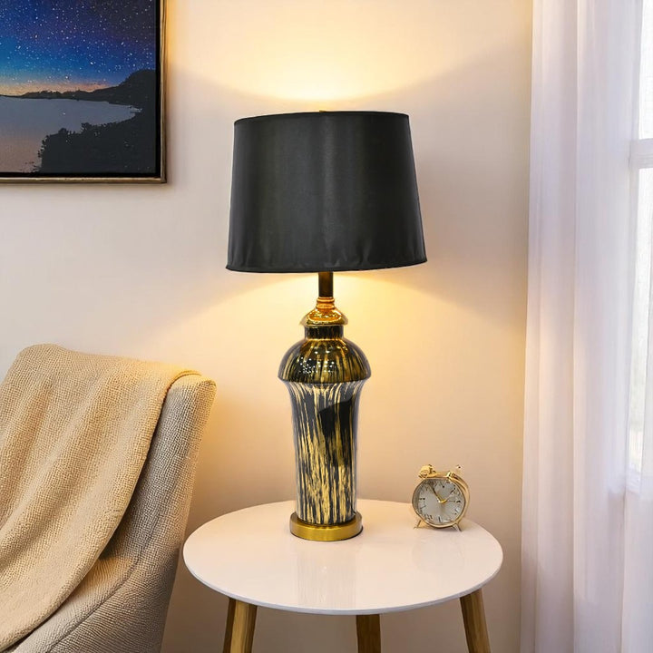 Eira Black Glaze Table Lamp
