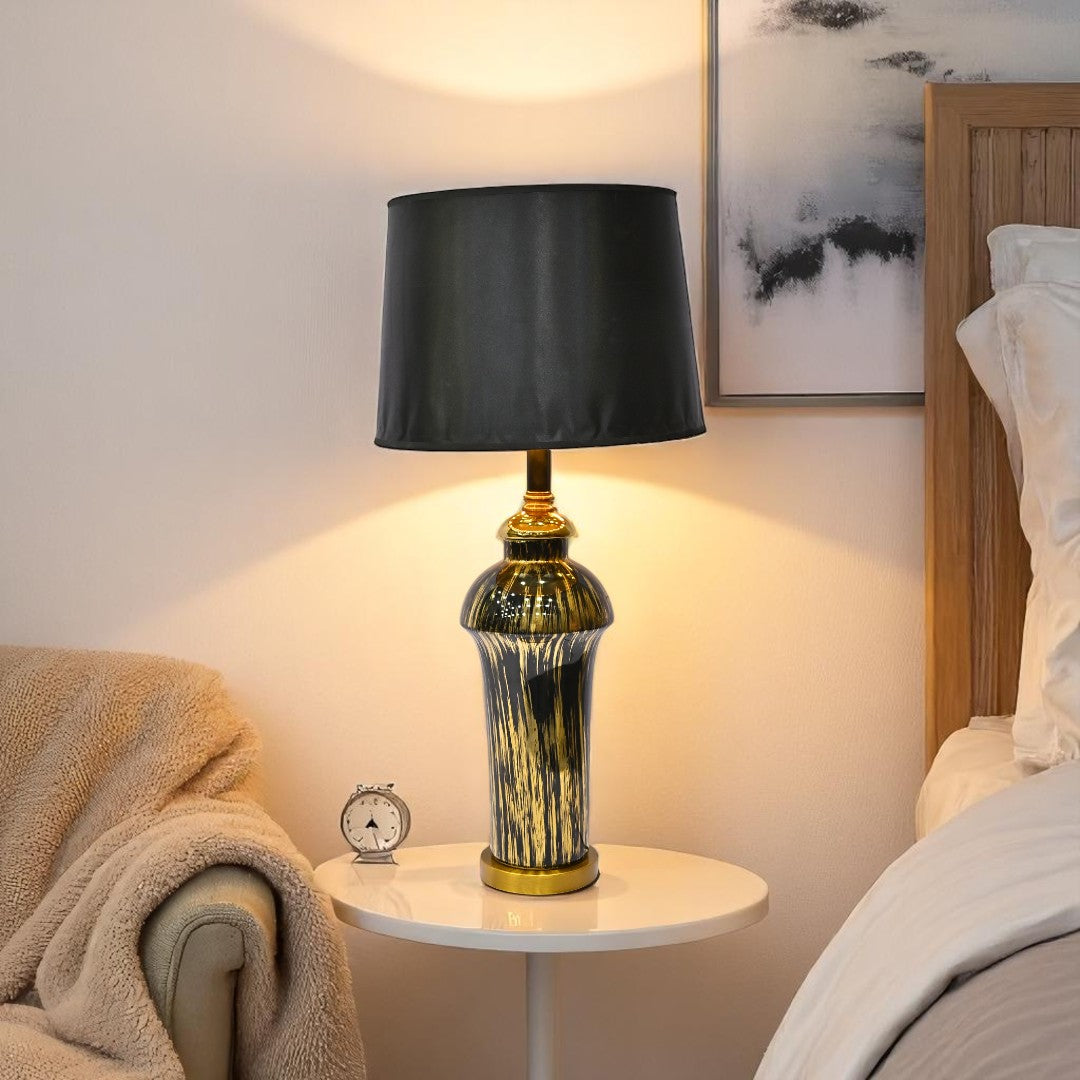 Eira Black Glaze Table Lamp