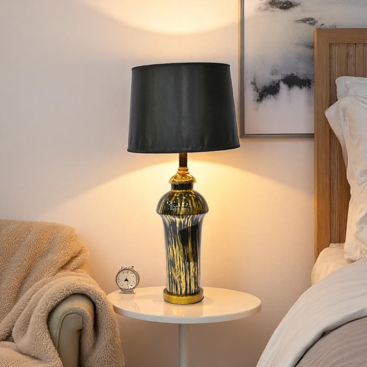 Eira Black Glaze Table Lamp