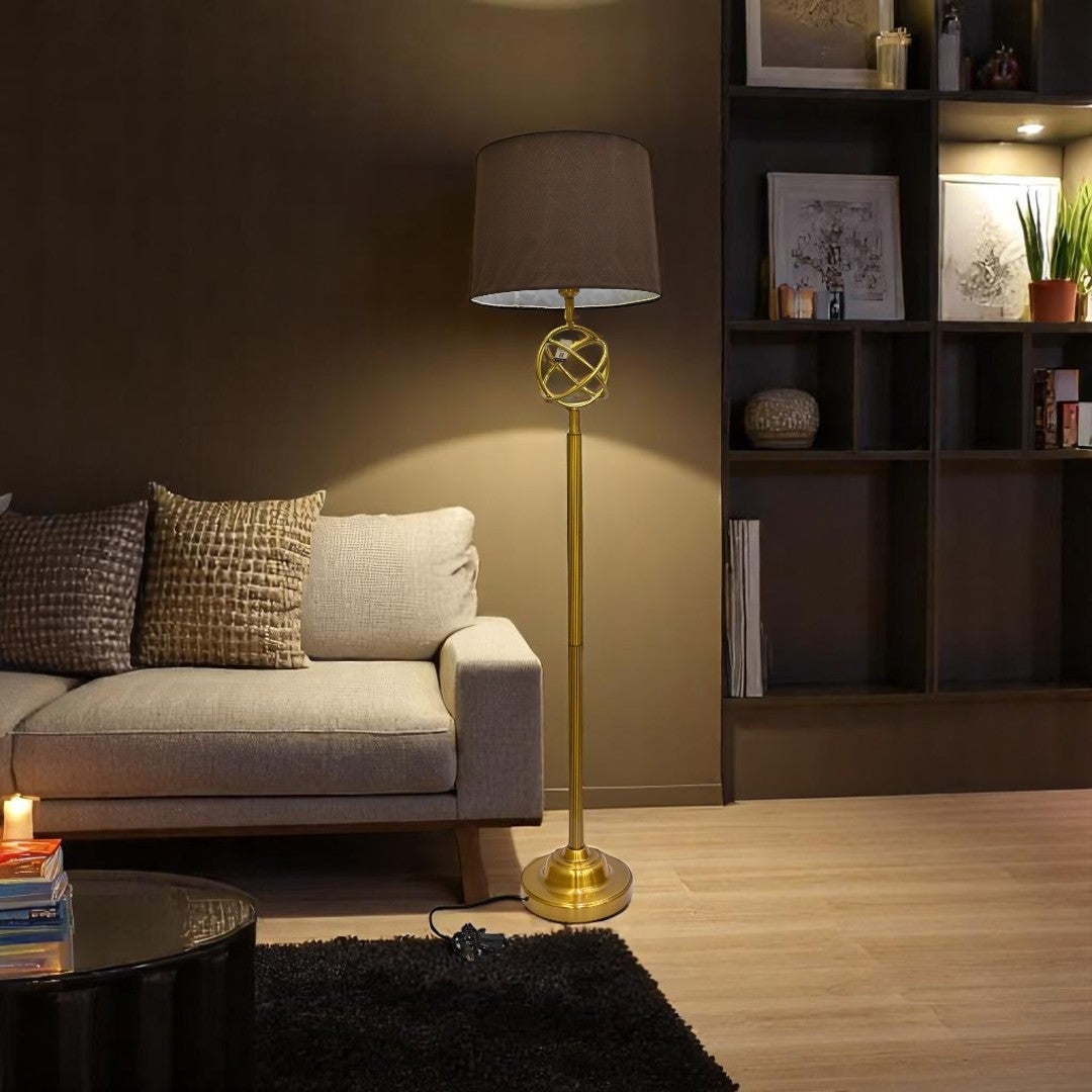 Regal Radiance – Fancy Metallic Brass Floor Lamp