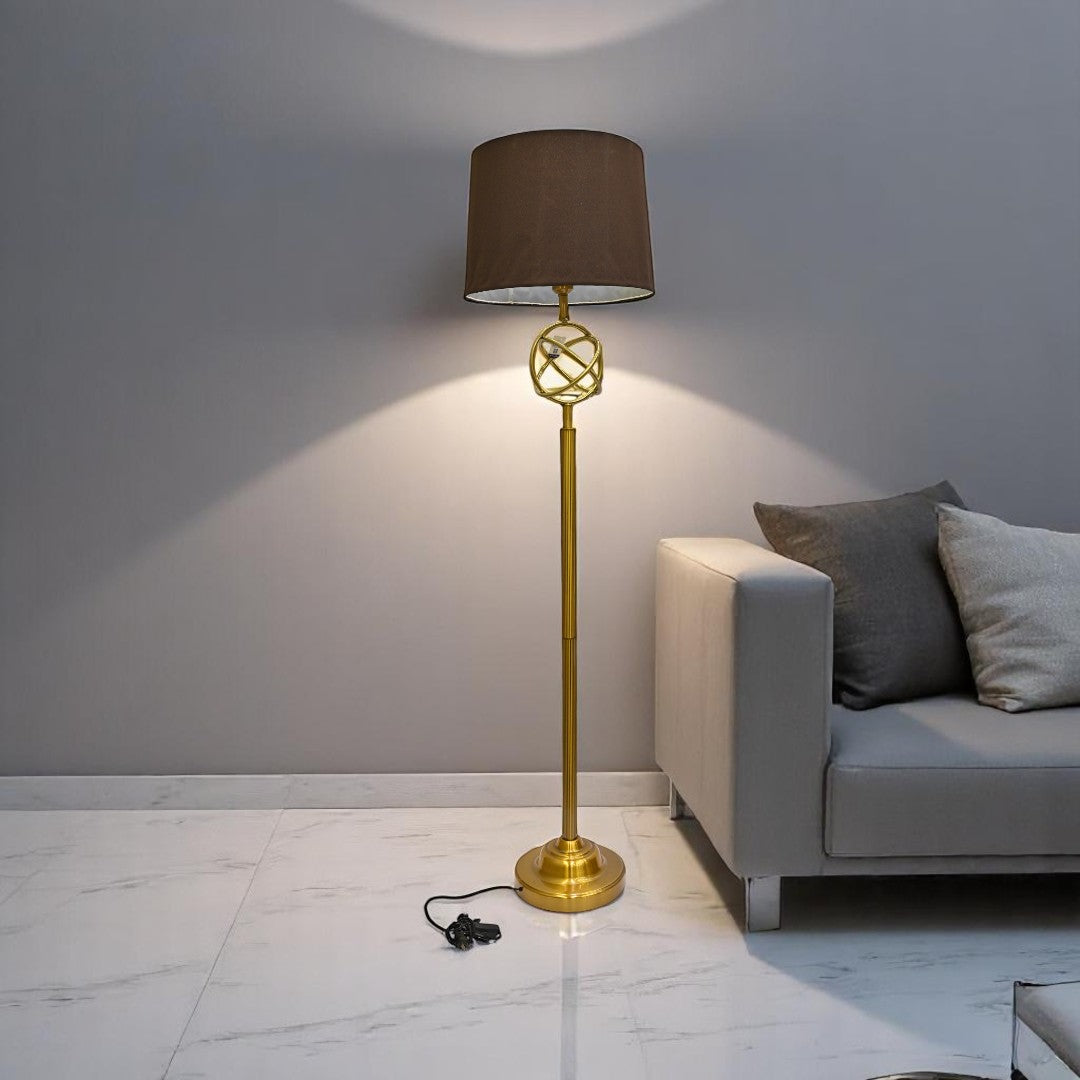 Regal Radiance – Fancy Metallic Brass Floor Lamp