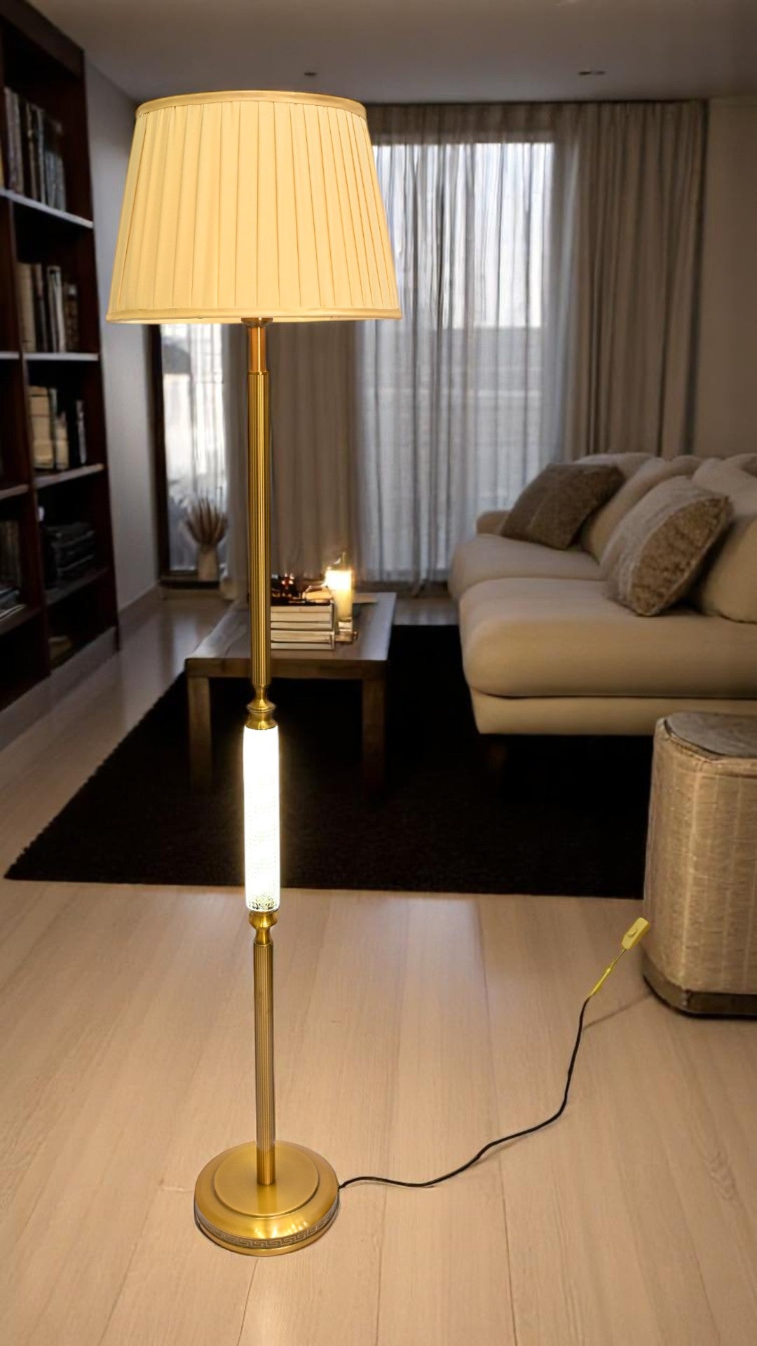 Celestia Radiance – Metallic Crystal Floor Lamp
