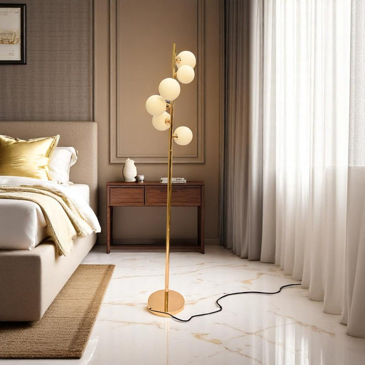 Celeste Glow – White Bowl Round Floor Lamp