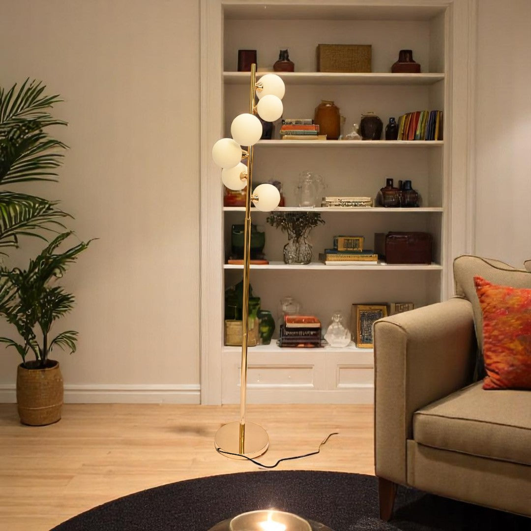 Celeste Glow – White Bowl Round Floor Lamp