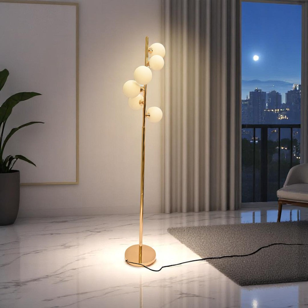 Celeste Glow – White Bowl Round Floor Lamp