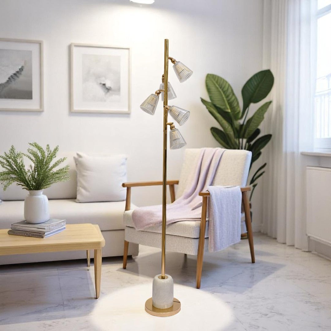 Luminous Frost – White Crystal Floor Lamp