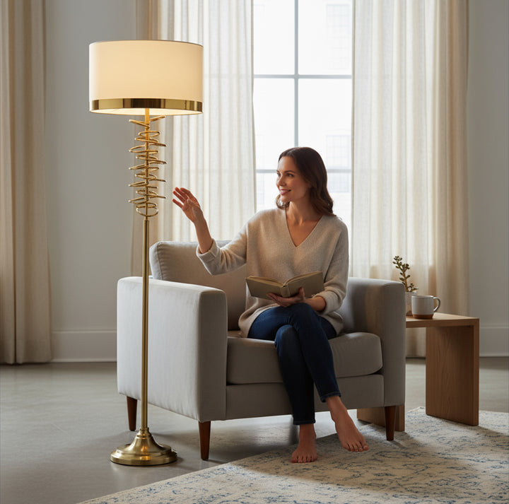 Luxe Spiral Gold Floor Lamp