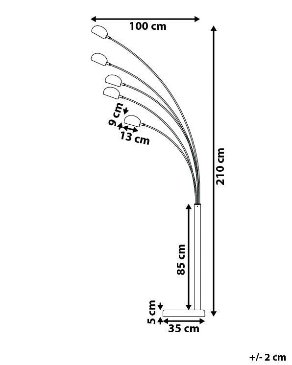 Brass Radiant Cascade 5 Arc Lamp