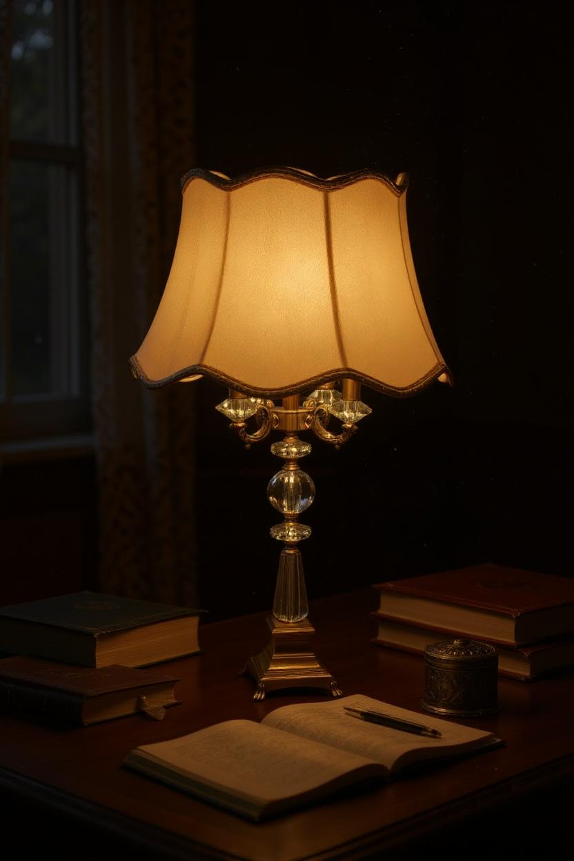 Victoria Brass & Crystal Side Table Lamp