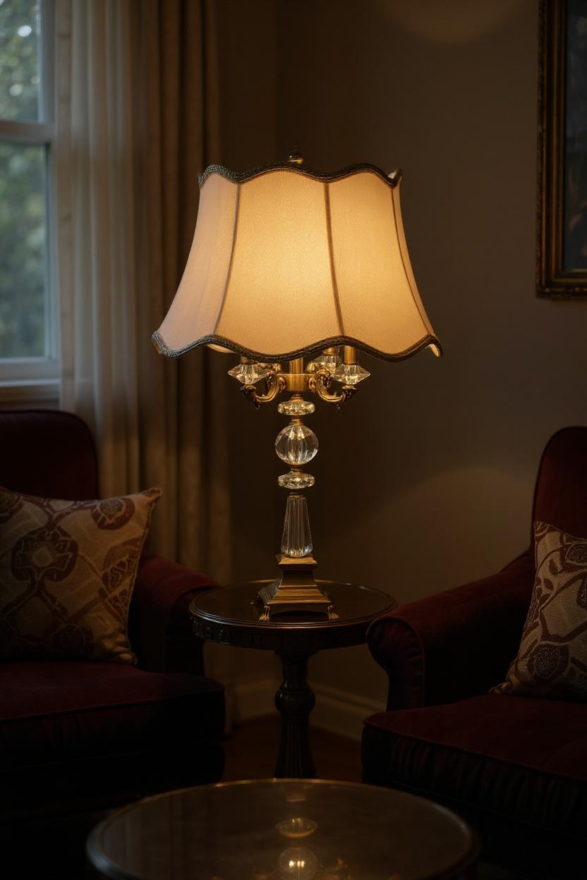 Victoria Brass & Crystal Side Table Lamp