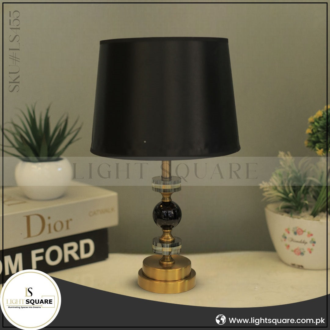 Modern Gold & Black Cylindrical Table Lamp LS458
