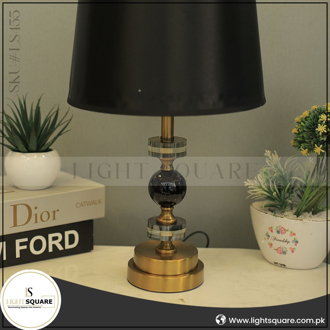 Modern Gold & Black Cylindrical Table Lamp LS458
