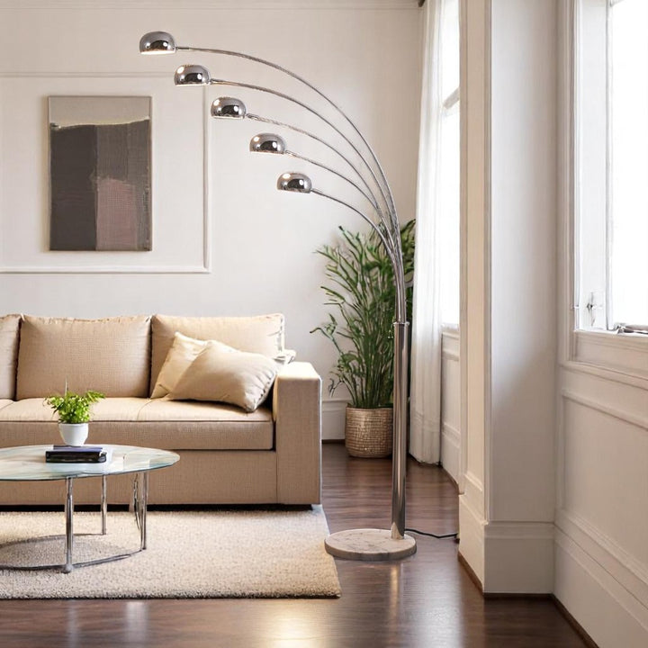 Silver Radiant Cascade 5 Arc Lamp