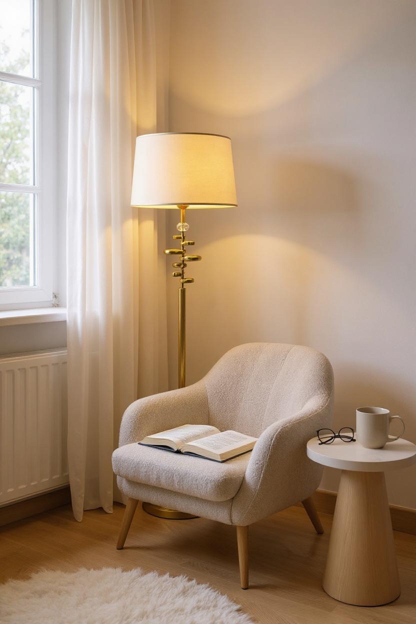 Aurelia Glow – Brass Metallic Floor Lamp