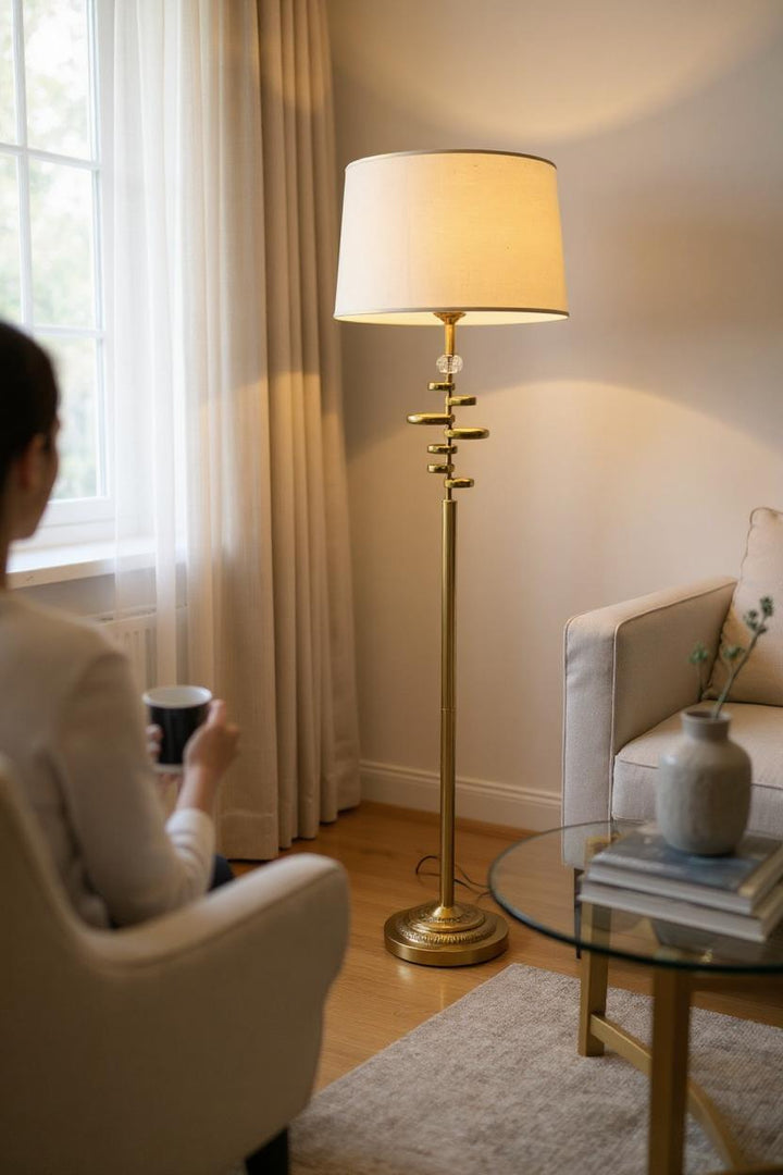 Aurelia Glow – Brass Metallic Floor Lamp