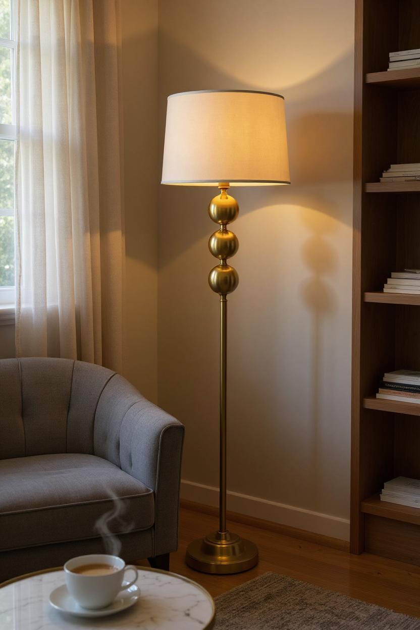 Aureum Luxe – Golden Brass Metallic Floor Lamp