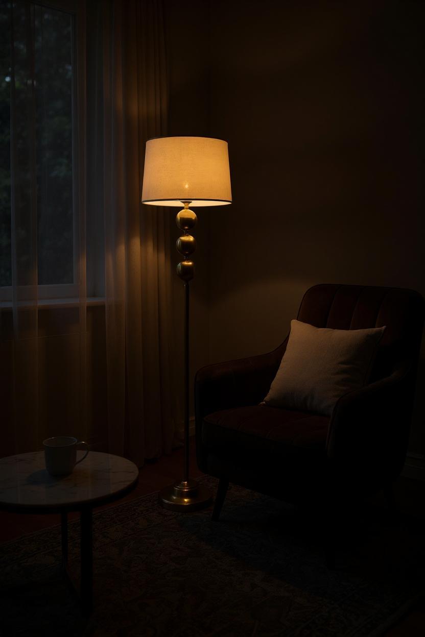 Aureum Luxe – Golden Brass Metallic Floor Lamp