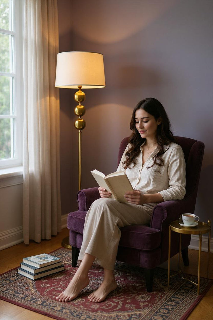 Aureum Luxe – Golden Brass Metallic Floor Lamp