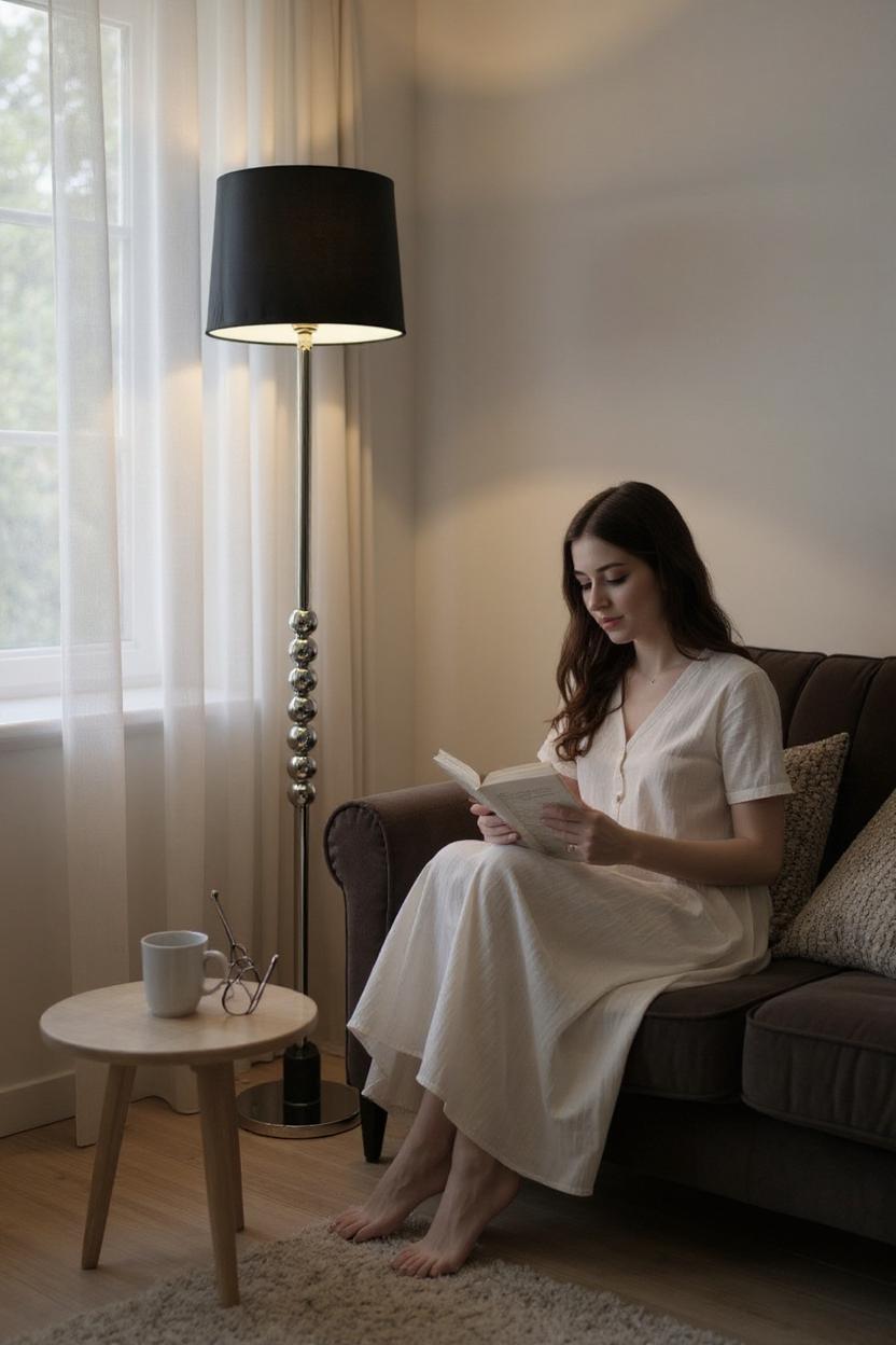 Onyx Steel – Silver Metallic Floor Lamp