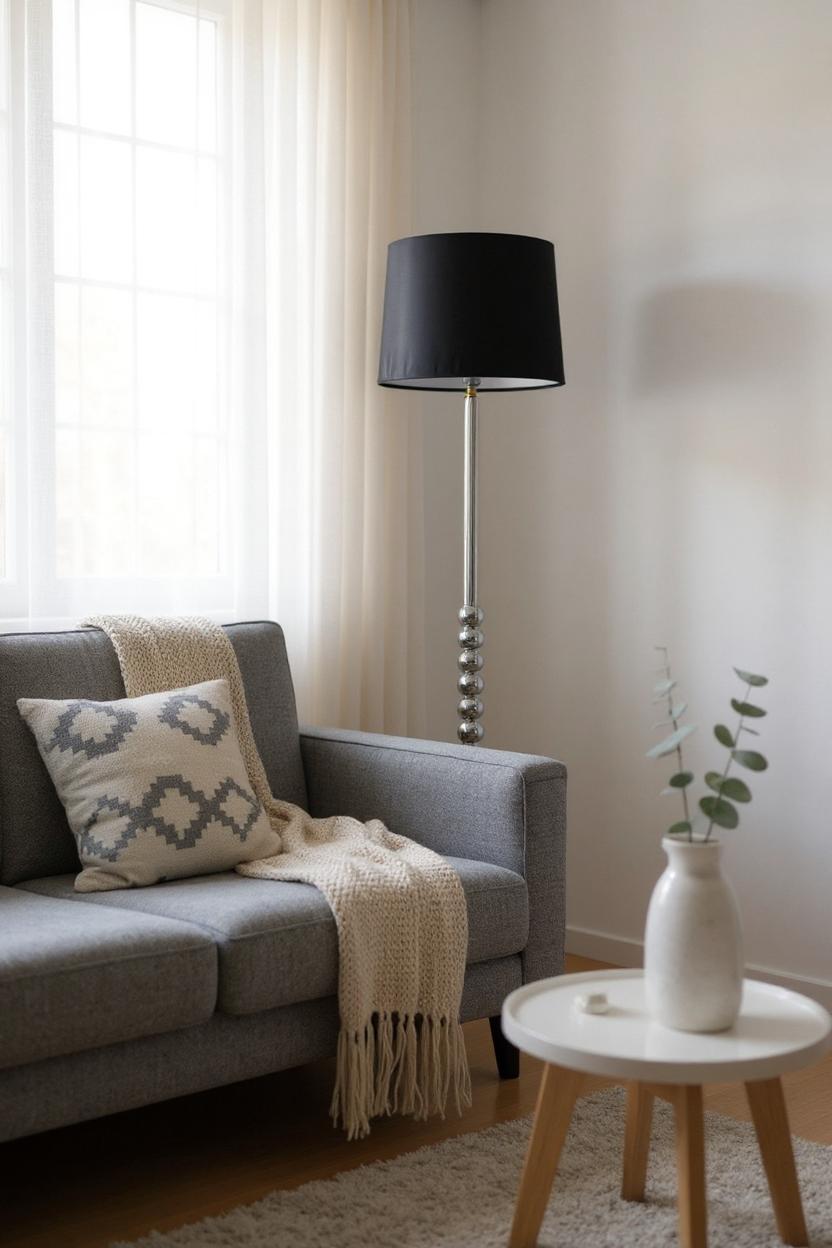 Onyx Steel – Silver Metallic Floor Lamp