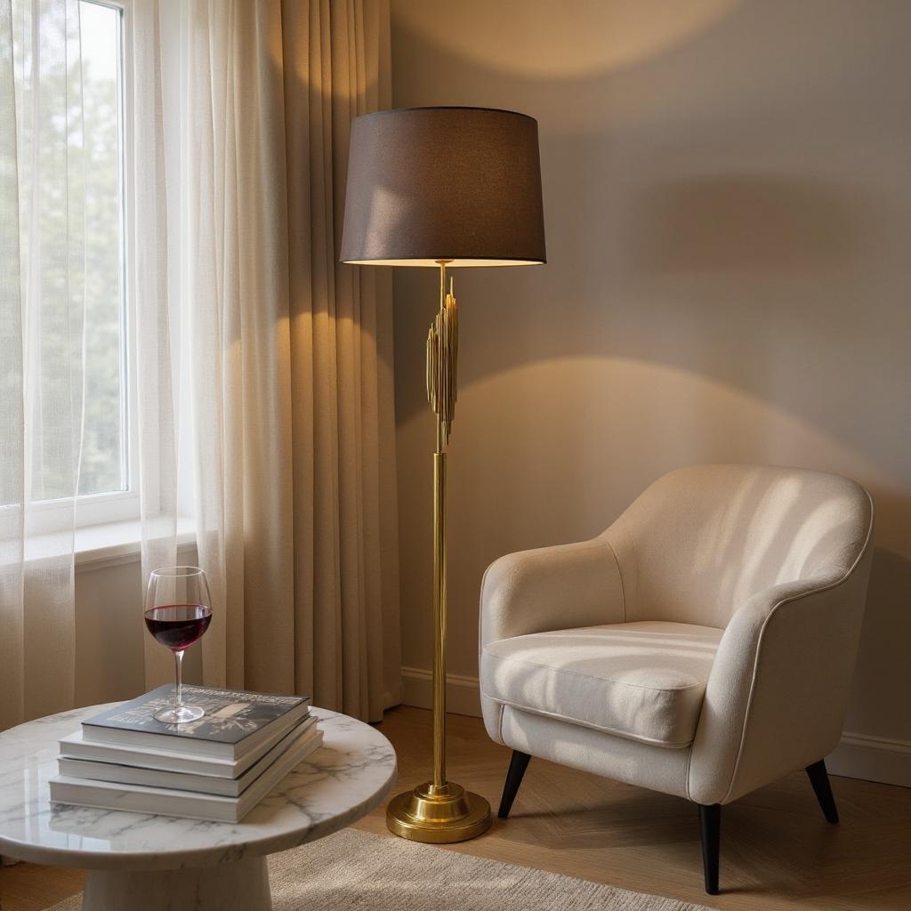 Solstice Shine – Metallic Golden Floor Lamp