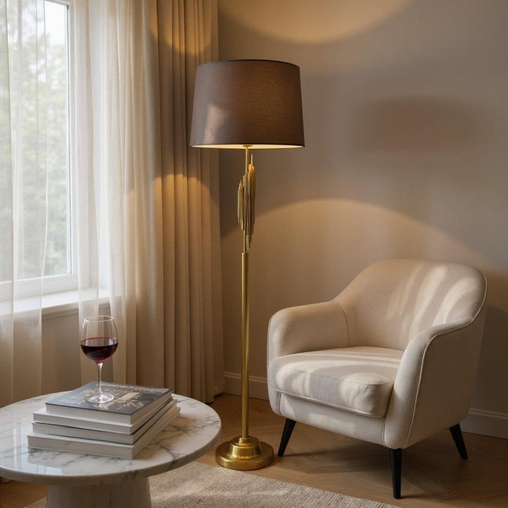 Solstice Shine – Metallic Golden Floor Lamp