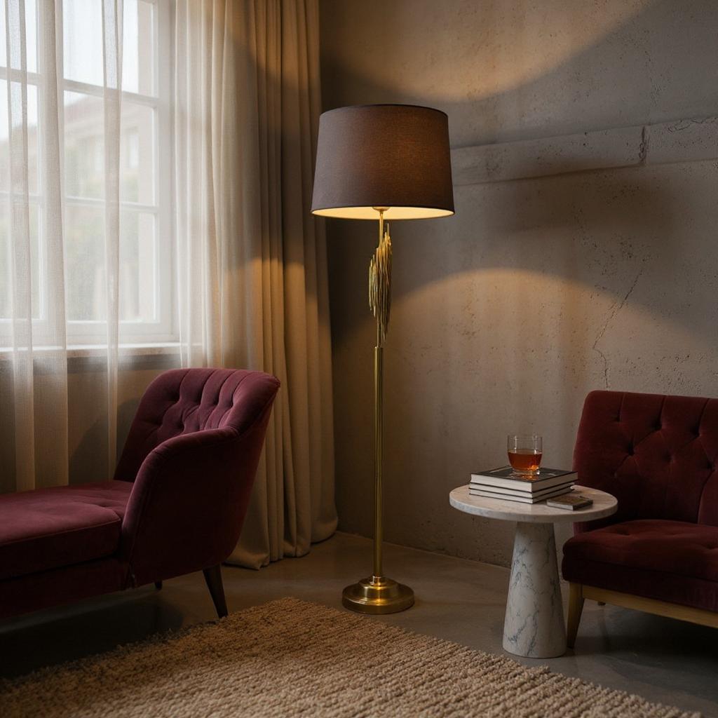 Solstice Shine – Metallic Golden Floor Lamp