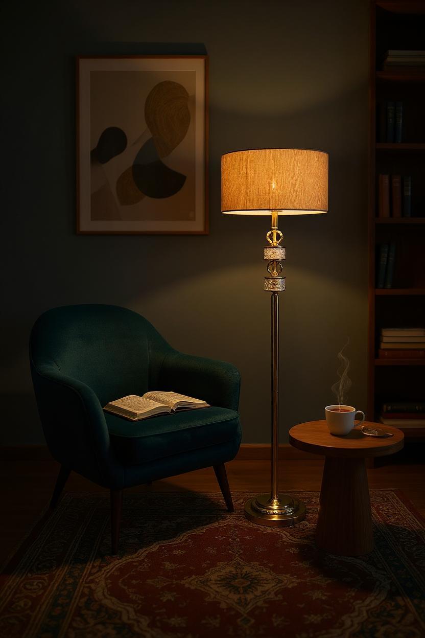 Stellar Glow – Metallic Crystal Floor Lamp