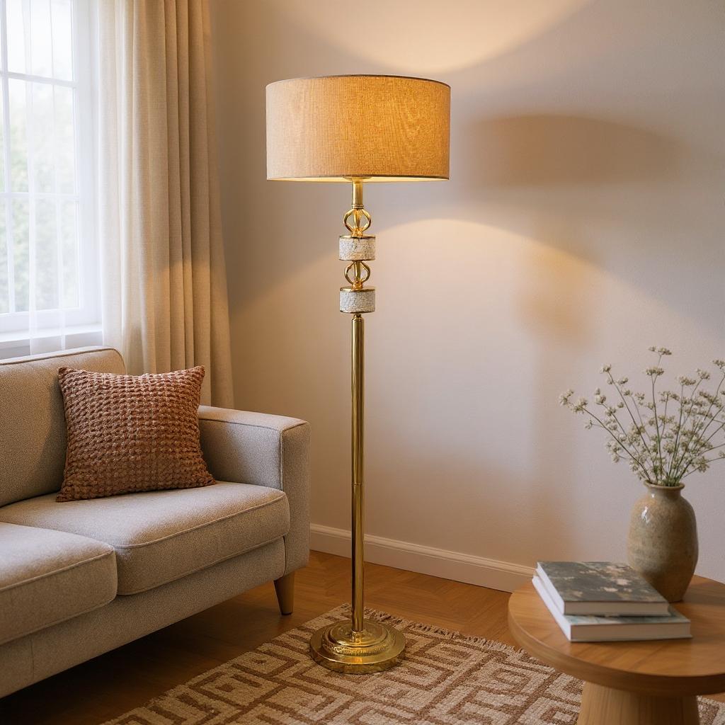 Stellar Glow – Metallic Crystal Floor Lamp