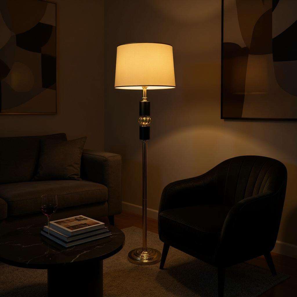 Obsidian  – Matte Rose gold  Black Floor Lamp