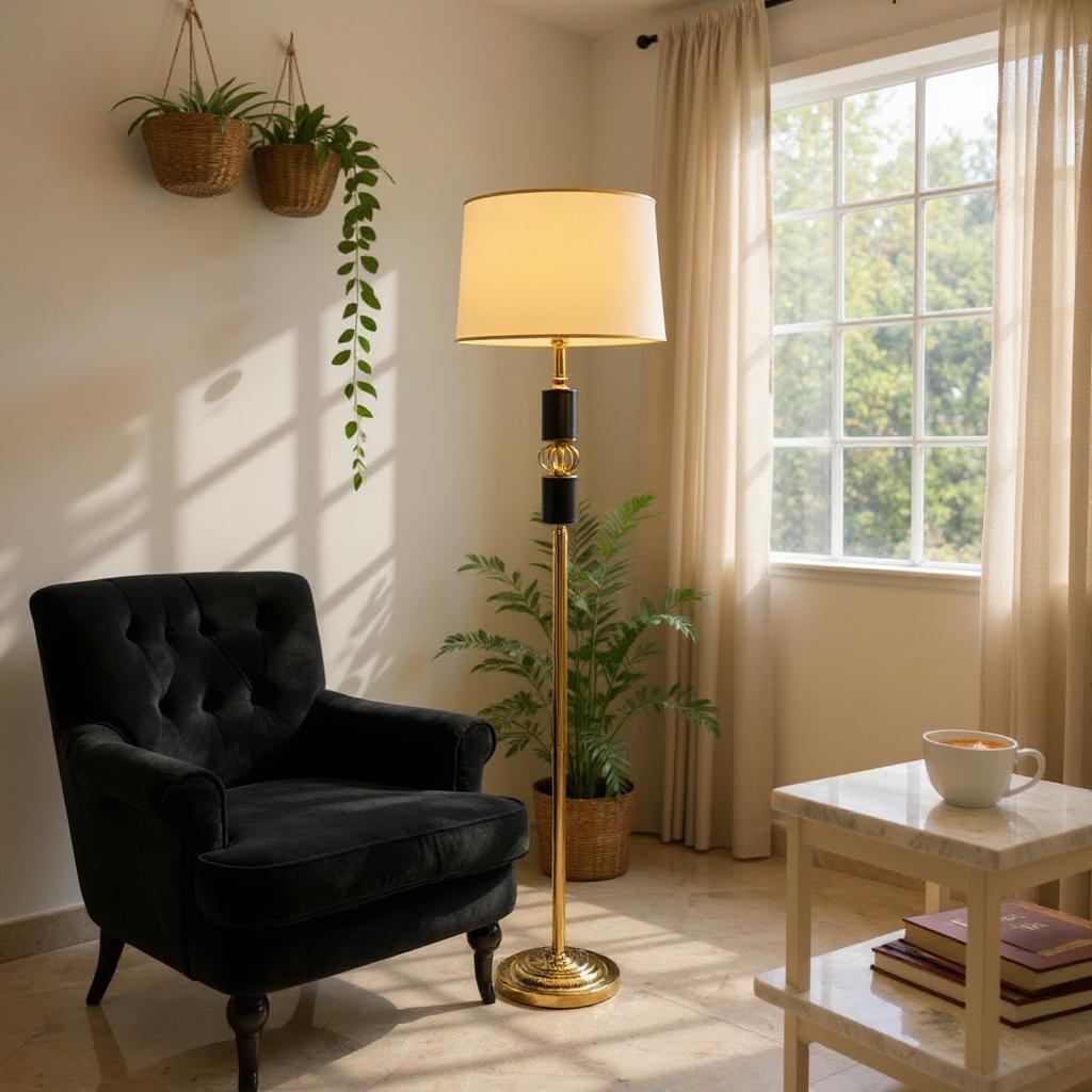 Obsidian  – Matte Rose gold  Black Floor Lamp