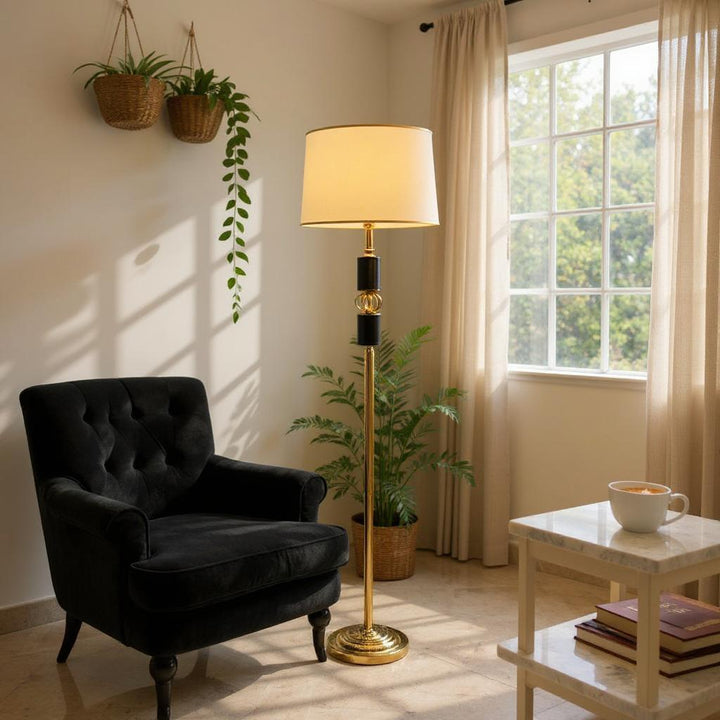 Obsidian  – Matte Rose gold  Black Floor Lamp