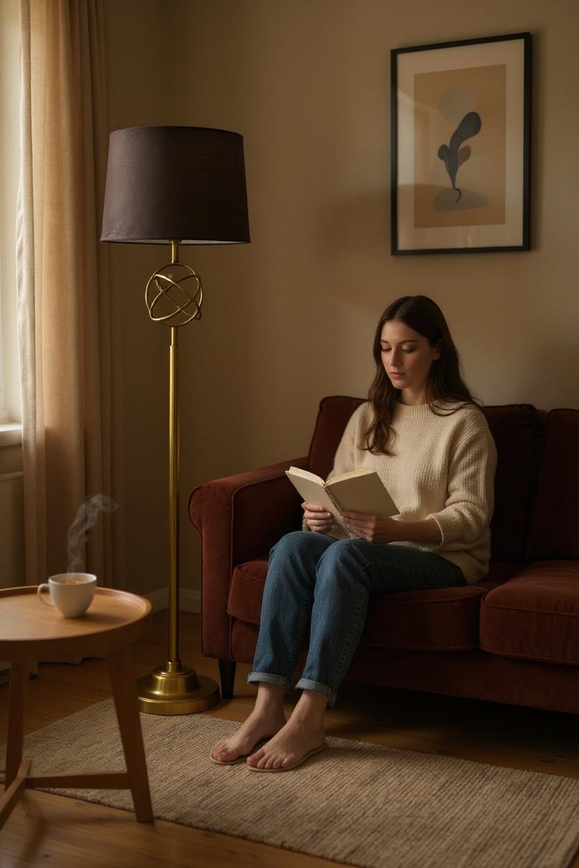 Regal Radiance – Fancy Metallic Brass Floor Lamp