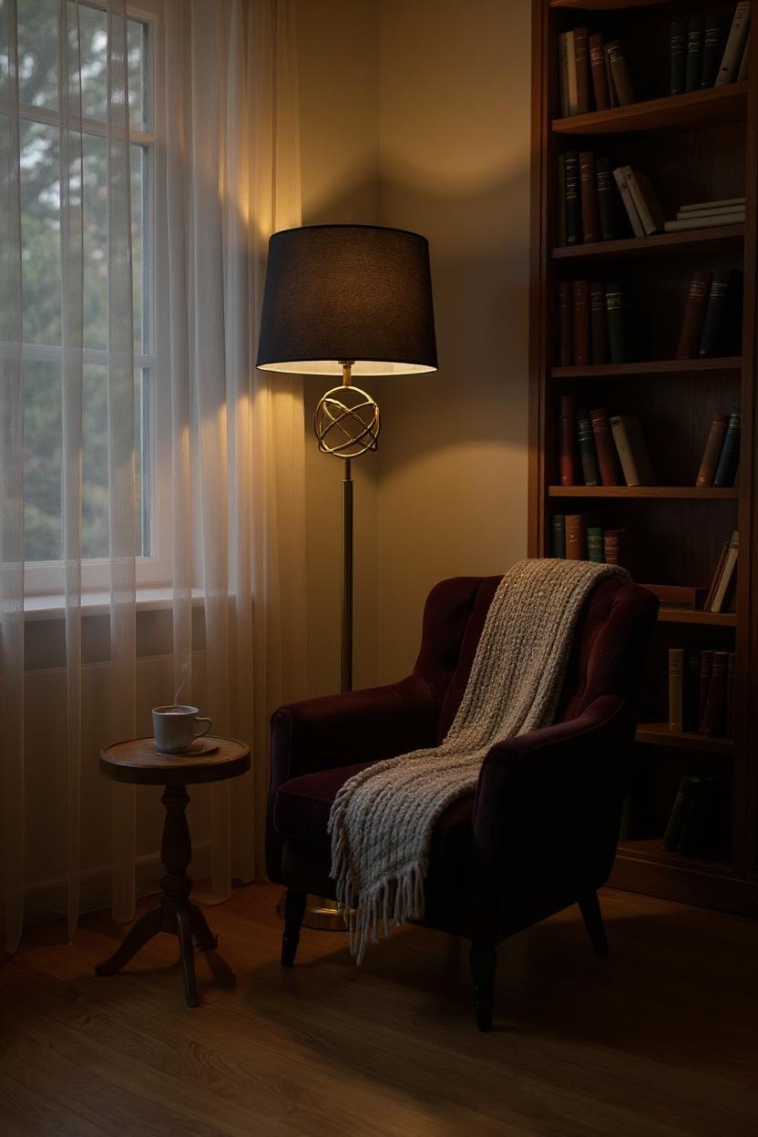 Regal Radiance – Fancy Metallic Brass Floor Lamp