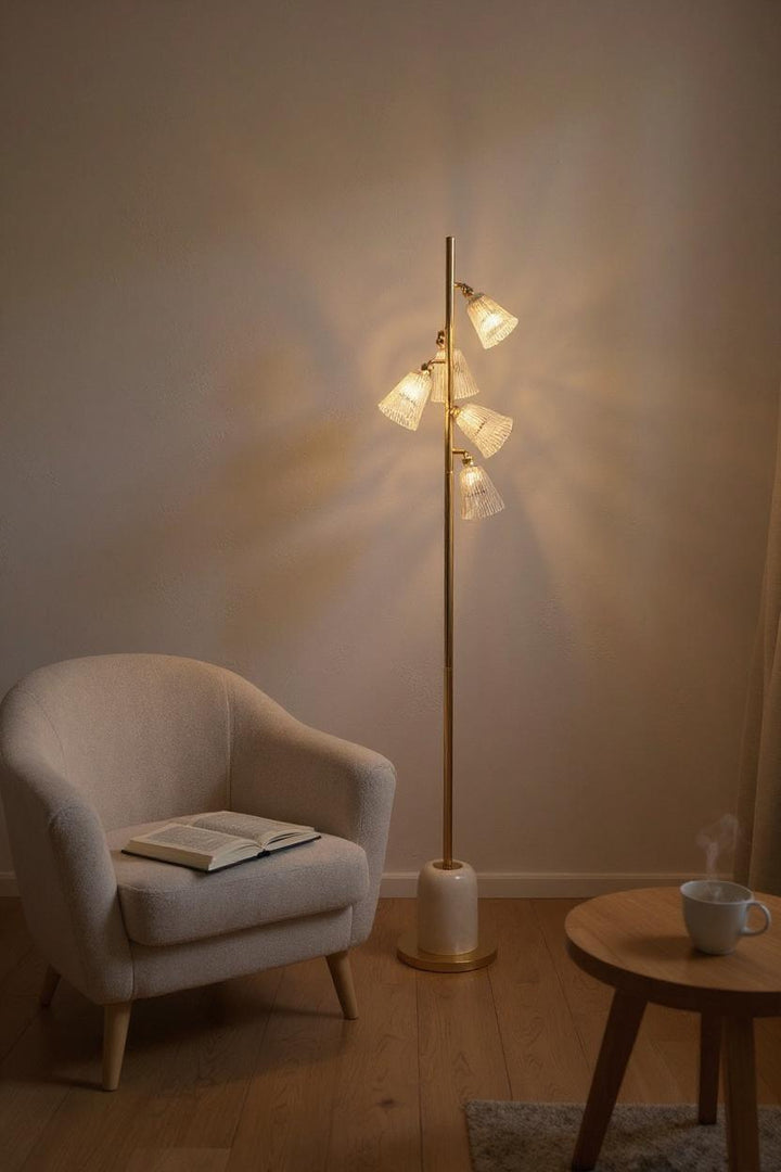 Luminous Frost – White Crystal Floor Lamp