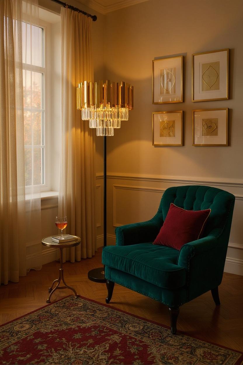 Celestia Luxe – Metallic Crystal Floor Lamp