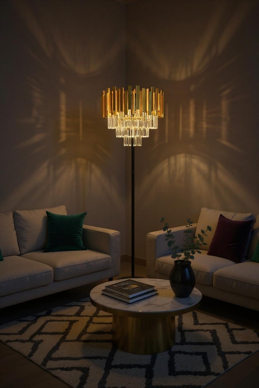 Celestia Luxe – Metallic Crystal Floor Lamp
